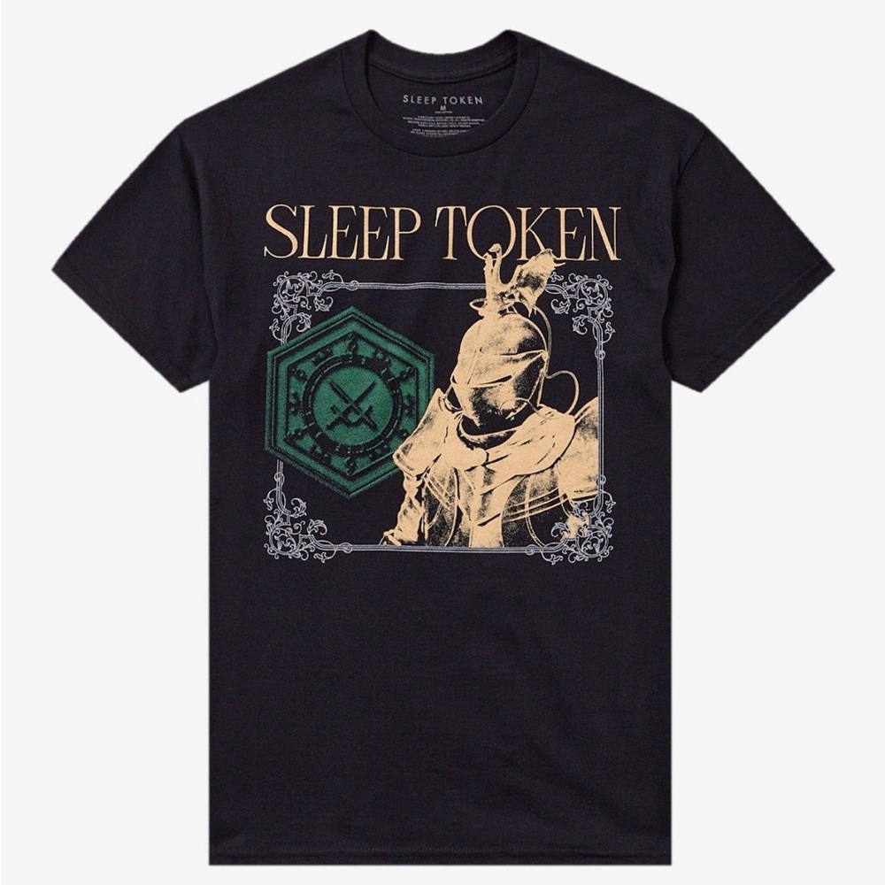 Sleep Token House Veridian Black Graphic Tee with Gold and Green Design